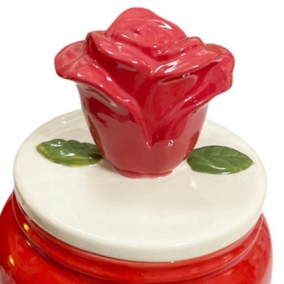 Rae Dunn - 'Til The Last Petal Falls Red Rose Lid Canister - Picture 5 of 8
